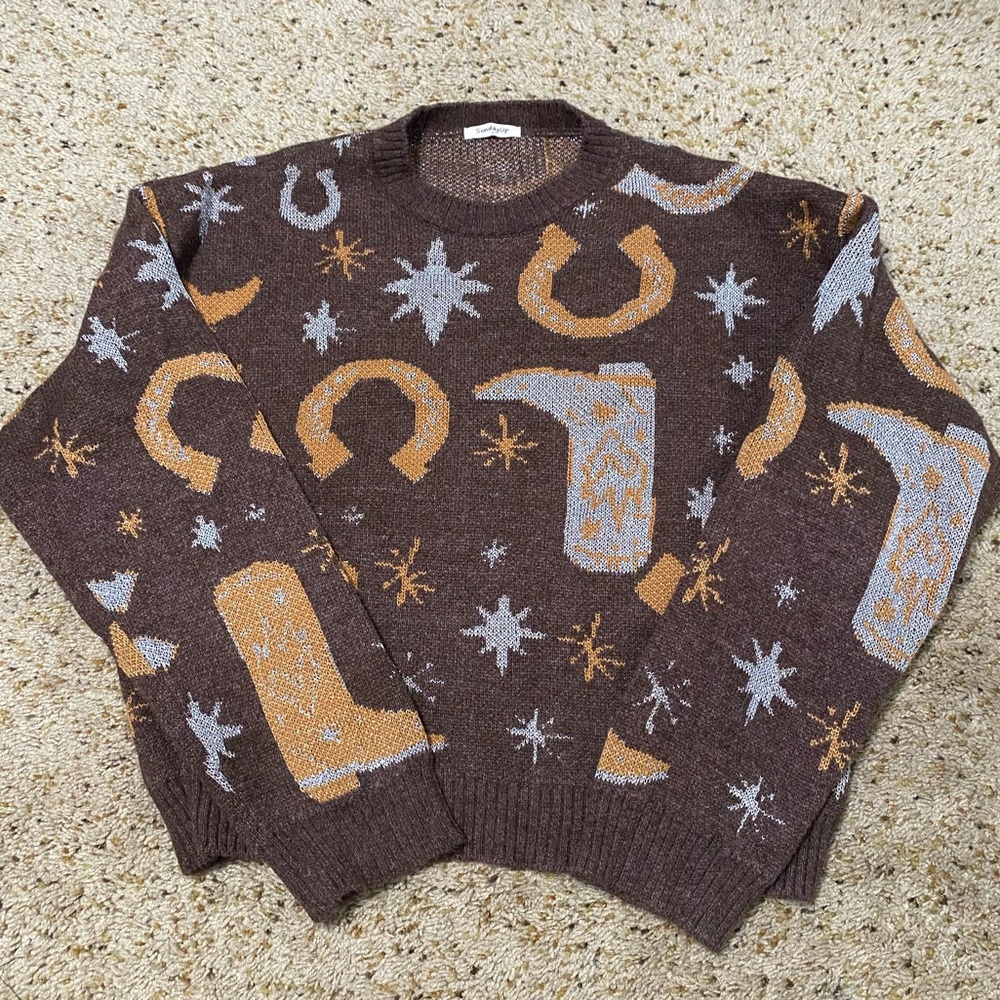 Brown Western Sweater